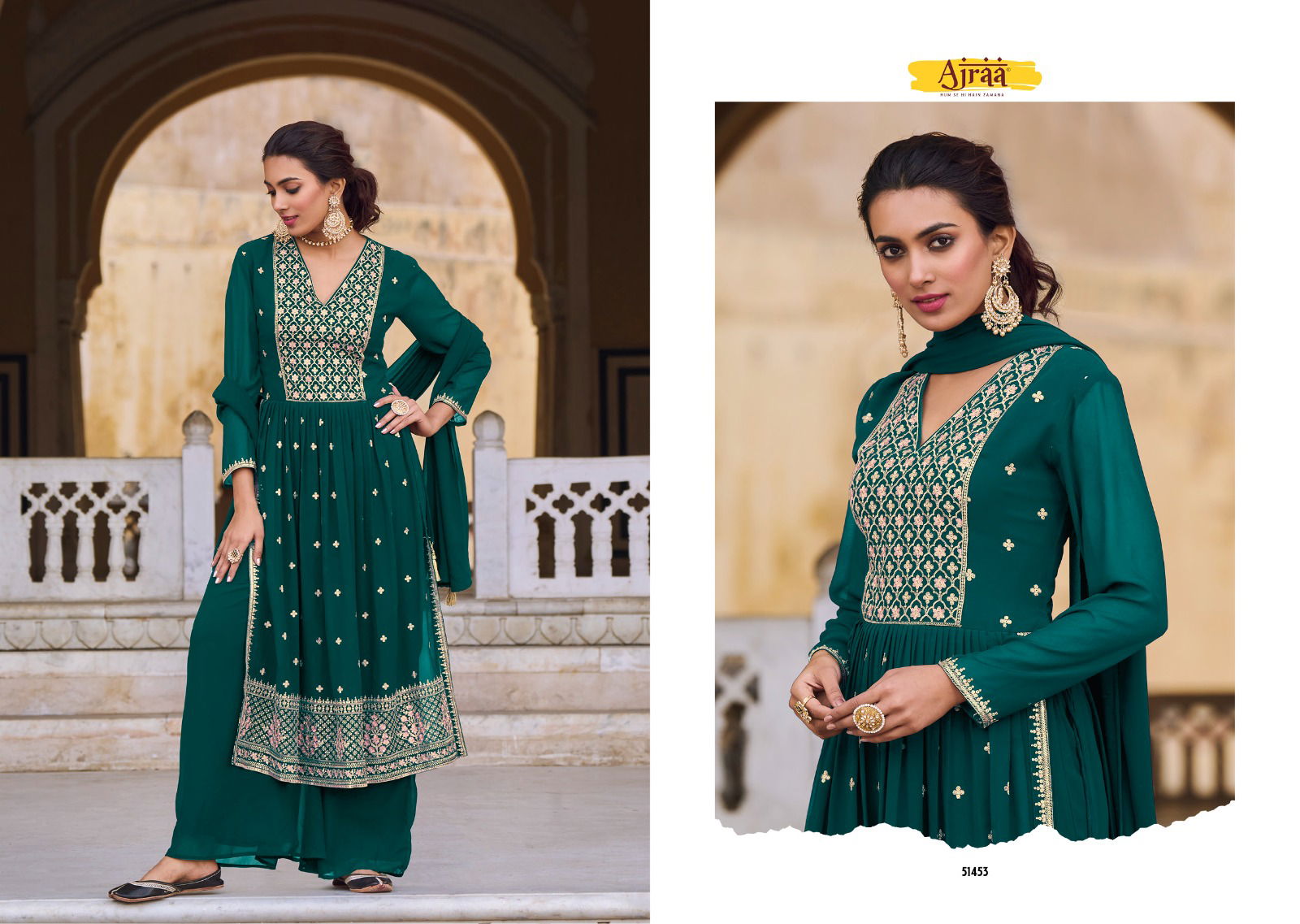 HIVA V 3 Ajraa Wedding Wear Wholesale Georgette Suits